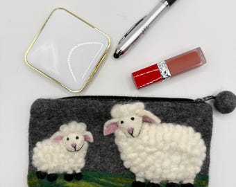 Wollgefilzte Schaf Tasche | Kosmetiktasche