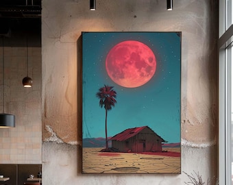 Galaxy Sailing Ship Canvas Wall Art, Fantasy Space Ocean Scene with Starry Sky and Reflection Print