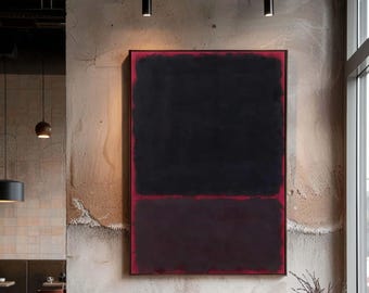 Mark Rothko Art Print. Dark Minimalist Abstract Canvas Wall Art, Modern Black and Deep Red Color Block Print for Contemporary Home Decor
