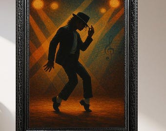 Legendary Dance Icon Wall Art - Retro Music Star Silhouette Poster - Pop Culture Artwork for Fans - Vintage Stage Style Home Decor