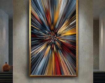 Abstract Energy Burst Wall Art Print – Modern Cosmic Explosion Canvas – Dynamic Lines Poster – Vibrant Contemporary Home Decor