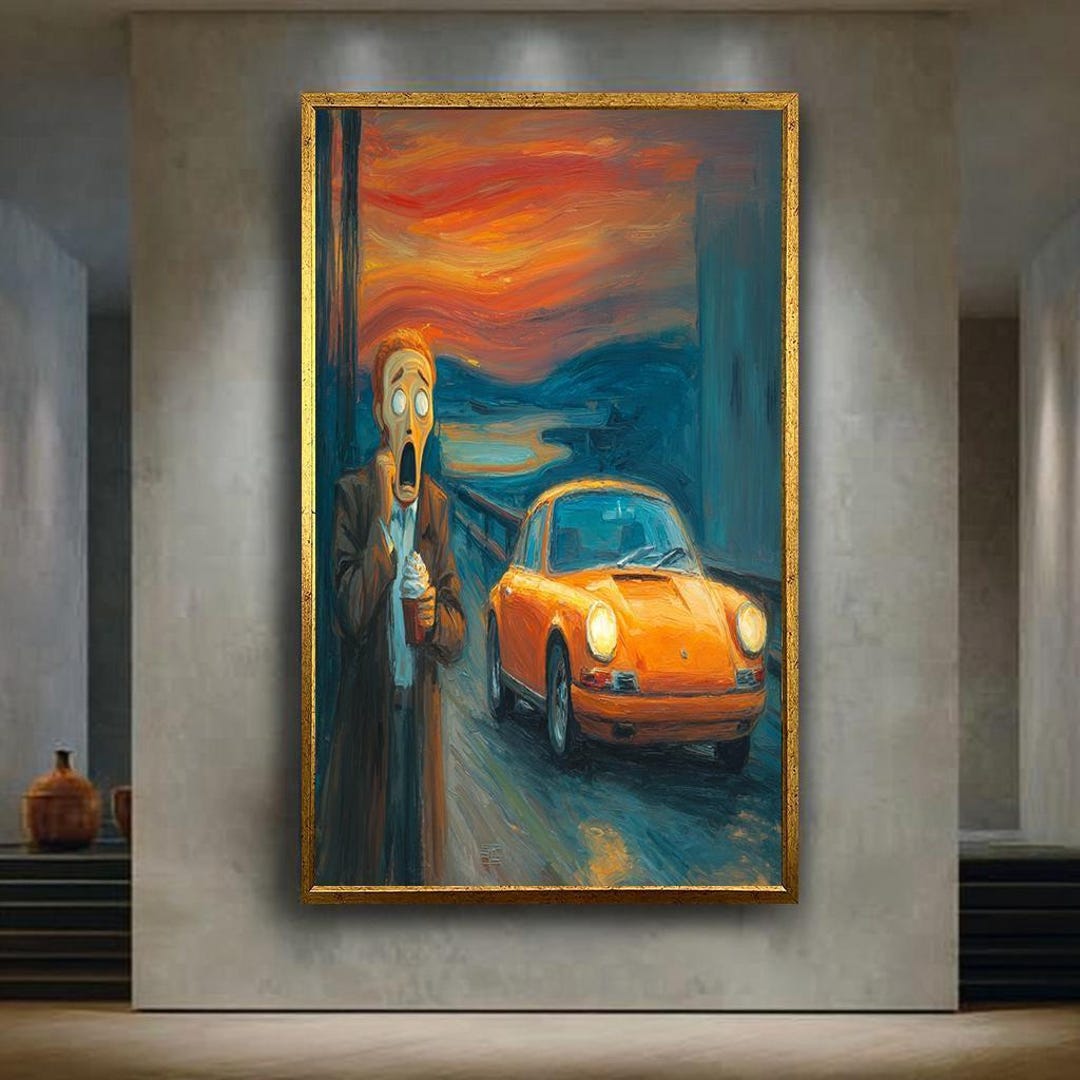 Funny Scream Parody Canvas Wall Art – Modern Expressionist Print