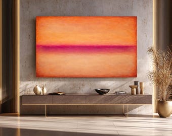 Mark Rothko Art Horizontal Abstract Canvas Wall Art in Orange and Pink, Modern Minimalist Color Field Print, Warm Toned Rothko Style Artwork