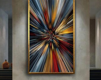 Abstract Energy Burst Wall Art Print – Modern Cosmic Explosion Canvas – Dynamic Lines Poster – Vibrant Contemporary Home Decor