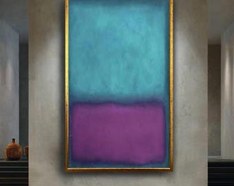 Teal and Purple Mark Rothko Canvas Wall Art, Modern Minimal Color Field Print, Soft Tone Contemporary Decor for Calm Interiors
