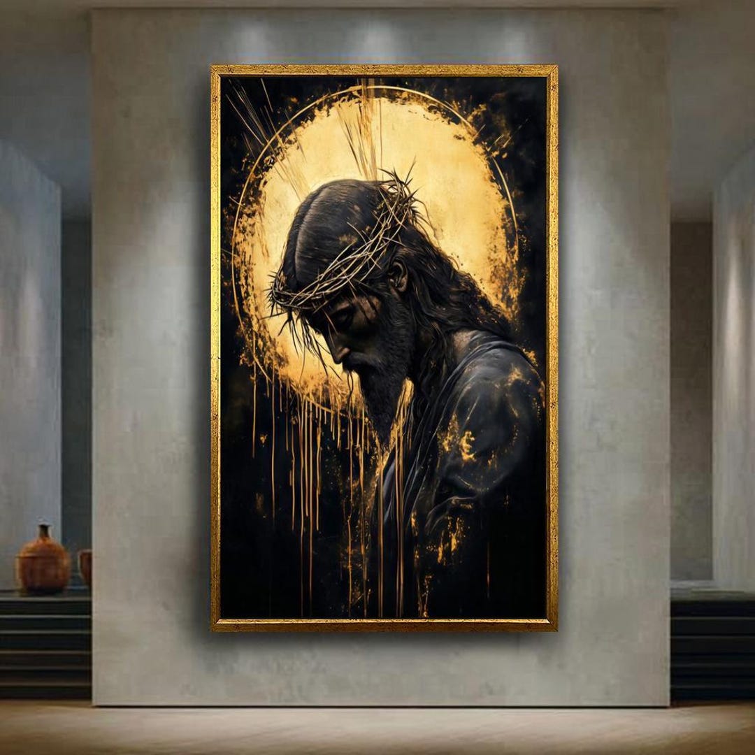 Crown of Thorns Jesus Canvas Wall Art Print, Sacred Christian Artwork ...