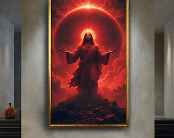 Second Coming of Jesus Canvas Art, Powerful End Times Christian Print, Apocalyptic Religious Wall Decor for Faithful Homes