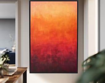 Mark Rothko Print Canvas Wall Art – Warm Red Orange Ombre Color Print for Modern Living Room, Bedroom or Office Interior