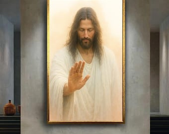 Peaceful Jesus Hand Canvas Art, Calming Christian Wall Decor, Minimal Sacred Print for Prayer Room or Faithful Home Interior