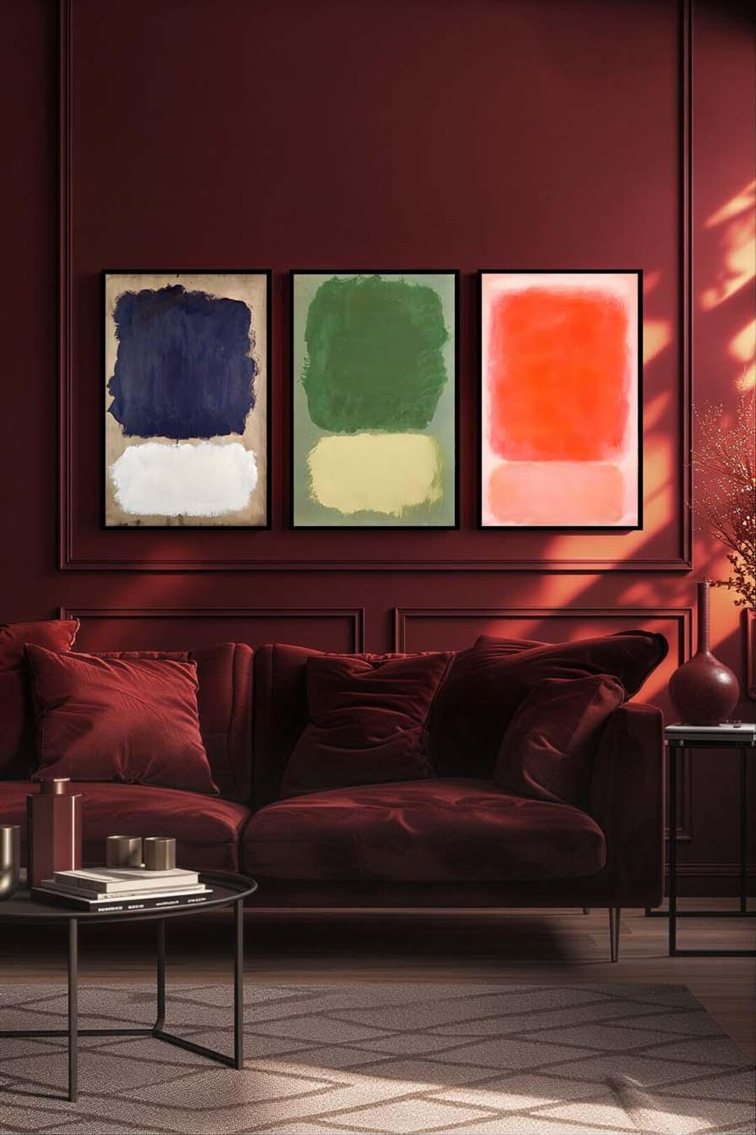 Mark Rothko Triptych Set of 3 Mark Rothko Art - Bold Minimalist Prints in Blue, Green, and ...