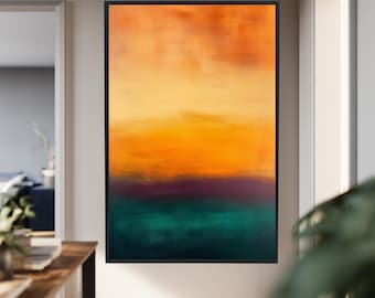 Mark Rothko Art Print  Sunset Blend Abstract Canvas Wall Art – Warm Orange, Teal and Purple Modern Print for Living Room, Office Decor