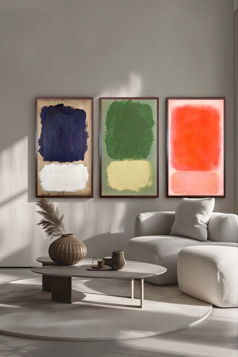 Mark Rothko Triptych Set of 3 Mark Rothko Art - Bold Minimalist Prints in Blue, Green, and ...