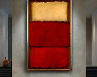 Red Beige Abstract Wall Art Print, Minimalist Color Block Digital Poster, Modern Rothko Style Painting, Contemporary Home Decor