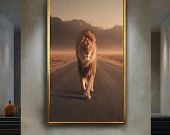 Lion Canvas Wall Art Print, Majestic Safari King Animal Poster, Bold Wildlife Canvas Decor, Strength and Power Jungle Artwork