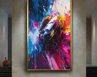 Colorful Racing Car Canvas Wall Art, Abstract Paint Splash Automobile Artwork for Home Decor, Gift for Car Lovers and Enthusiasts