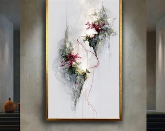 Floating Mountain Canvas Art, Zen Landscape Wall Print, Abstract Nature Print Poster, Red Tree Fantasy Minimalist Wall Decor