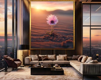 Single Flower in Desert Wall Art Inspirational Sunrise Print Minimal Nature Photography Hope and Resilience Poster Download
