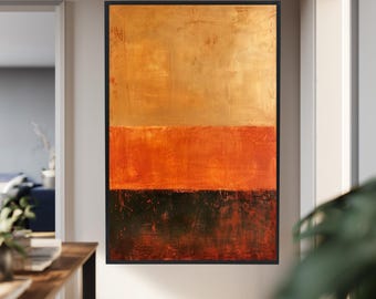 Mark Rothko Canvas Wall Art – Modern Minimalist Print in Burnt Orange and Beige for Contemporary Living Room or Office Decor