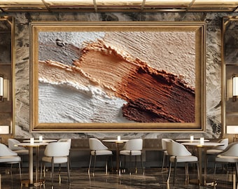 Textured Abstract Wall Art Print with Warm Earthy Tones and Brush Strokes, Modern Minimalist Canvas for Contemporary Home Decor