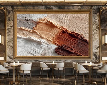 Abstract Wall Art Print with Warm Earthy Tones and Brush Strokes, Modern Minimalist Canvas for Contemporary Home Decor