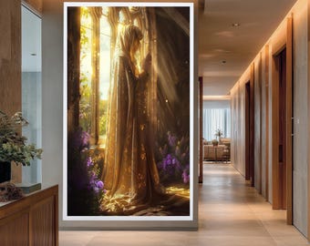 Golden Prayer Canvas Print Of Veiled Woman In Light Spiritual Christian Wall Art For Sacred Home Decor And Peaceful Meditation Spaces