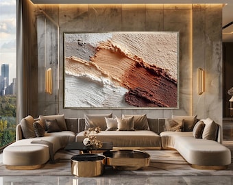Abstract Wall Art Print with Warm Earthy Tones and Brush Strokes, Modern Minimalist Canvas for Contemporary Home Decor
