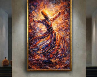 Whirling Dervish Canvas Print, Sufi Spiritual Wall Art, Mystic Dance Artwork, Sacred Islamic Decor, Abstract Spiritual Art