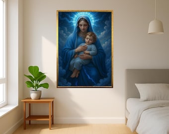 Virgin Mary Holding Baby Jesus Canvas Christian Art Blessed Mother And Child Poster Holy Family Wall Decor Spiritual Religious Print