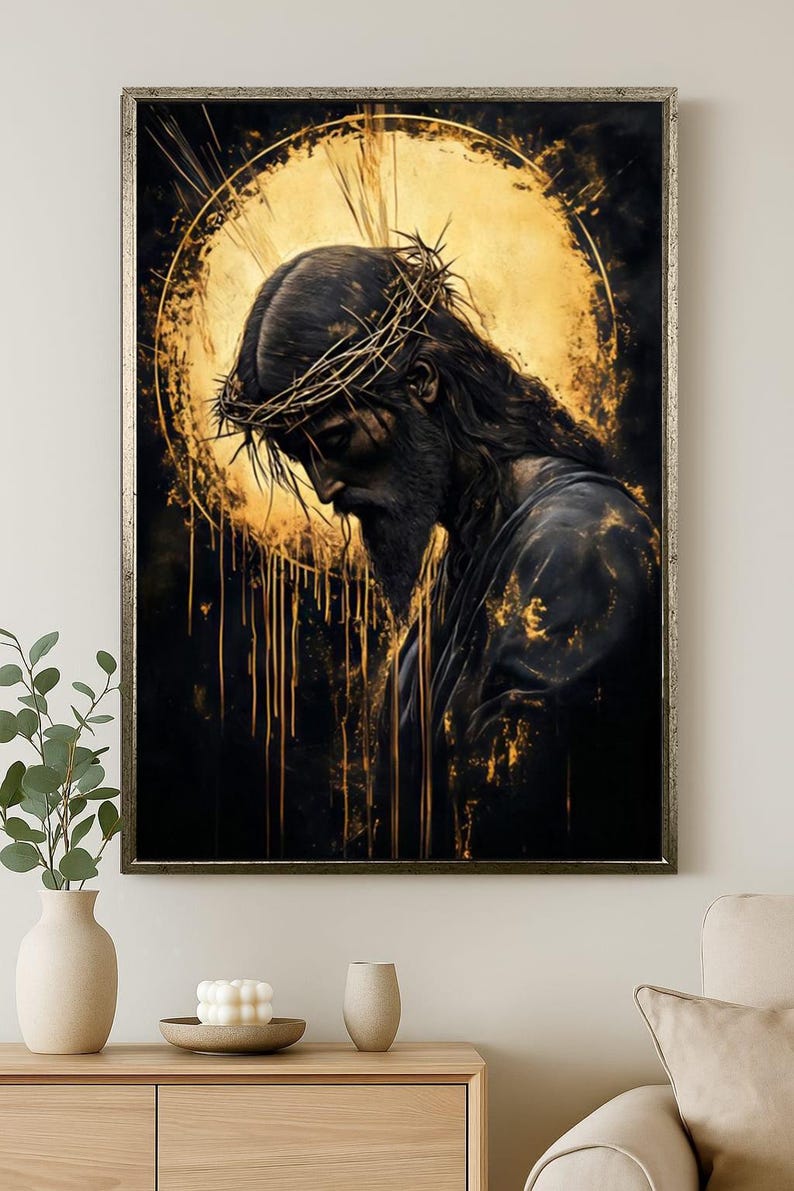 Crown of Thorns Jesus Canvas Wall Art Print, Sacred Christian Artwork ...