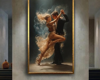 romantic tango couple painting elegant dance wall art passionate movement canvas print sensual love decor gift for dancer home