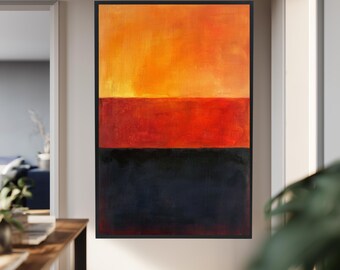Mark Rothko Art Print Orange Red and Black Abstract Canvas Wall Art – Bold Modern Color Block Print for Living Room, Office and  Home Decor