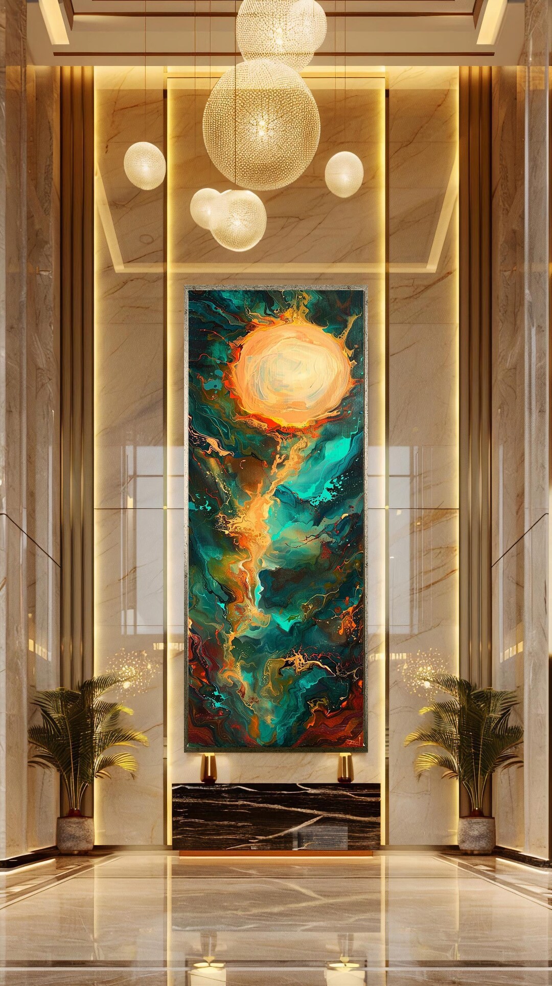 Sun Energy Abstract Wall Art Colorful Cosmic Burst Print Canvas