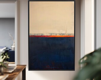 Mark Rothko Art Print. Beige Navy and Orange Abstract Canvas Wall Art – Minimalist Modern Color Block Print for Living Room Decor