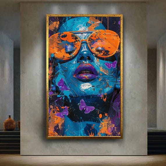 Pop Art Woman Canvas Wall Art Vibrant Abstract Portrait With