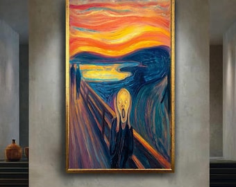 The Scream Canvas Wall Art – Edvard Munch Expressionist Painting Reproduction – Iconic Fine Art Print for Dramatic Home or Office Decor