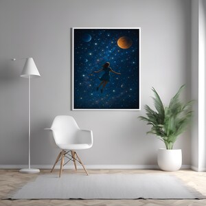 Surreale Sternennacht mit Planeten für ein verträumtes, skurriles oder kosmisches Zuhause