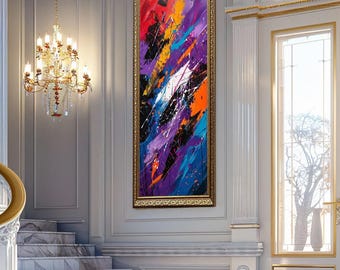 Abstract Energy Wall Art Colorful Modern Print Canvas Art Purple Red Orange Splash Expressionist  Print