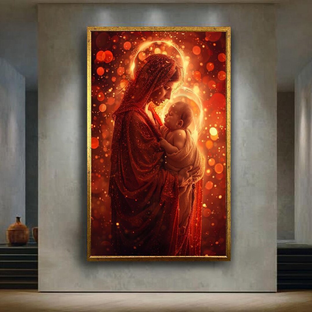 Mary and Baby Jesus Canvas Wall Art, Sacred Madonna and Child Print ...