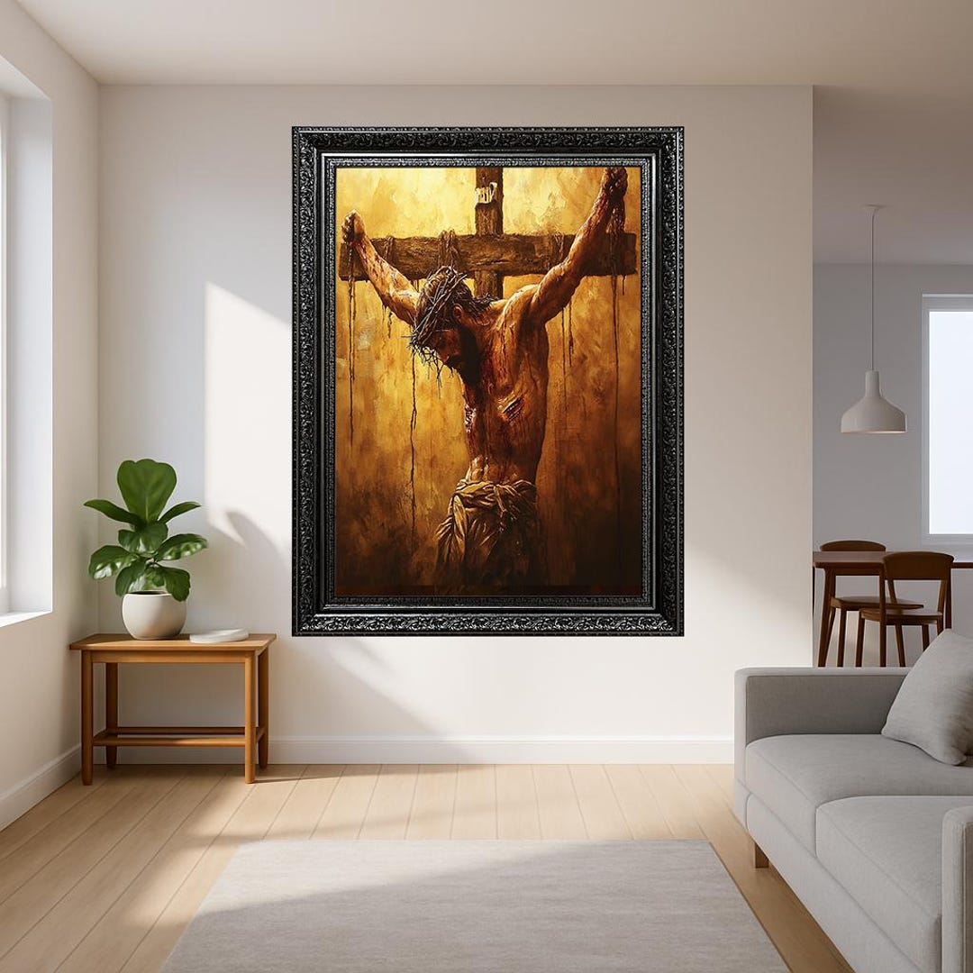 Jesus Christ on the Cross Wall Art –dramatic Crucifixion Canvas ...