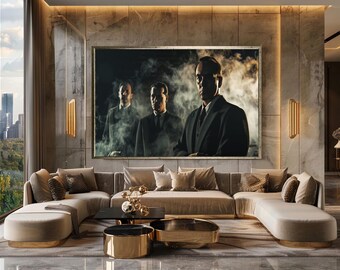 Mafia Gangster Portrait Canvas Print, Dark Noir Wall Art, Cinematic Crime Artwork, Vintage Mob Style Home Decor