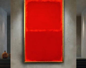 Bold Red Mark Rothko Canvas Wall Art, Minimal Color Field Painting Print, Contemporary Modern Decor for Living Room or Office Space