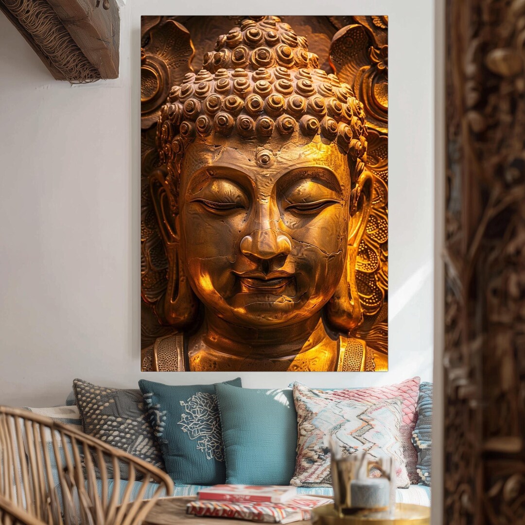 Ancient Golden Buddha Canvas Wall Art – Spiritual Zen Decor for ...