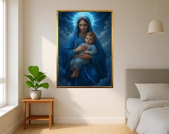 Virgin Mary Holding Baby Jesus Canvas Christian Art Blessed Mother And Child Poster Holy Family Wall Decor Spiritual Religious Print