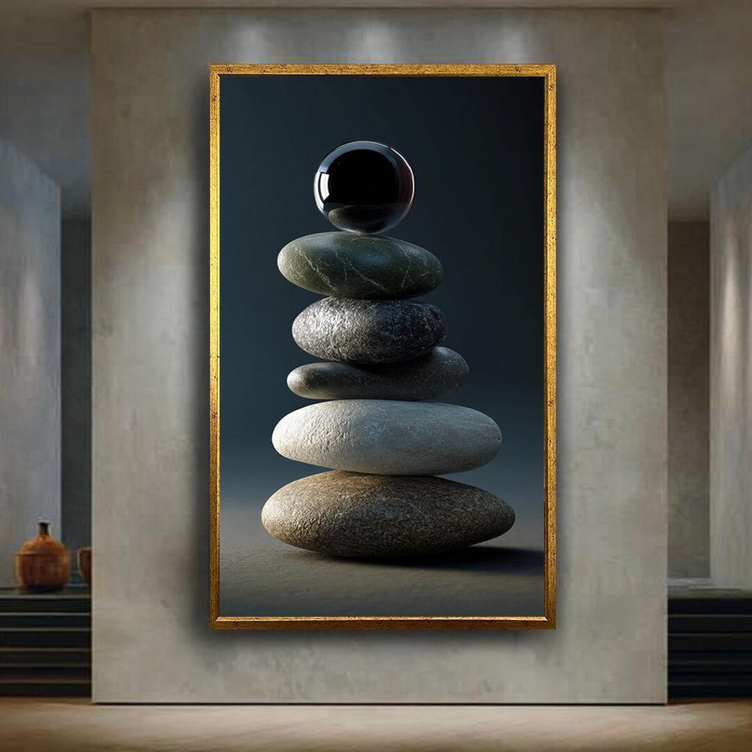 Modern Zen Stone Stack Canvas Print – Minimalist Balance Artwork With ...