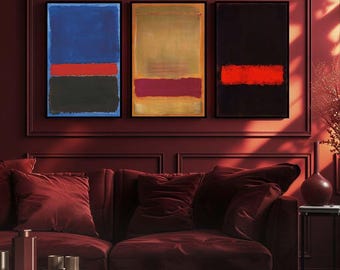 Mark Rothko Art Canvas Set of 3 – Modern Minimalist Rothko-Inspired Wall Art Prints – Contemporary Bold Art for Living Room or Office