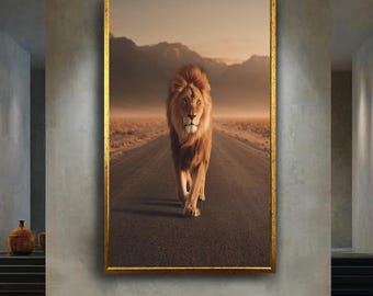 Lion Canvas Wall Art Print, Majestic Safari King Animal Poster, Bold Wildlife Canvas Decor, Strength and Power Jungle Artwork