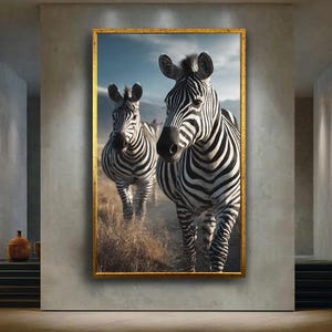 Wildlife Zebra Canvas Print, Black and White Safari Animal Wall Art, Modern Nature Photography Poster for Home or Office Decor