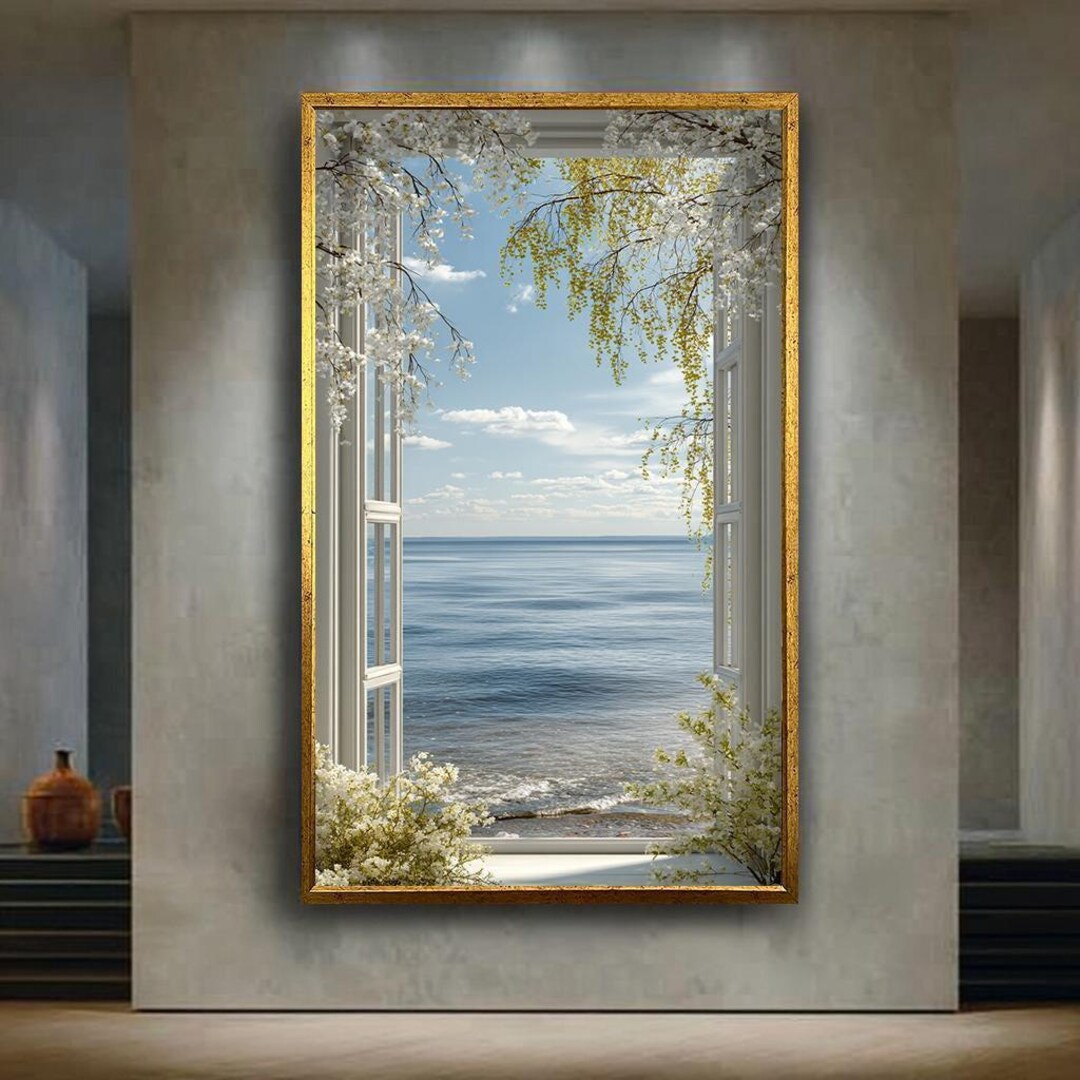 Open Window Ocean View Wall Art Print, Coastal Sea Landscape Poster ...