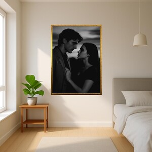 Schwarzweißes Paar Romantische Wand Kunst Druck - Emotionale Liebe Fotografie Poster - Vintage Filmische Liebhaber Foto Wohnkultur