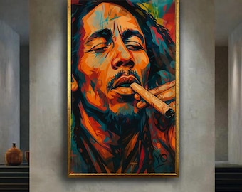 Colorful Reggae Music Icon Digital Portrait Art Bold Expressionist Style Poster Urban Wall Print For Music Room Studio Or Boho Home Decor